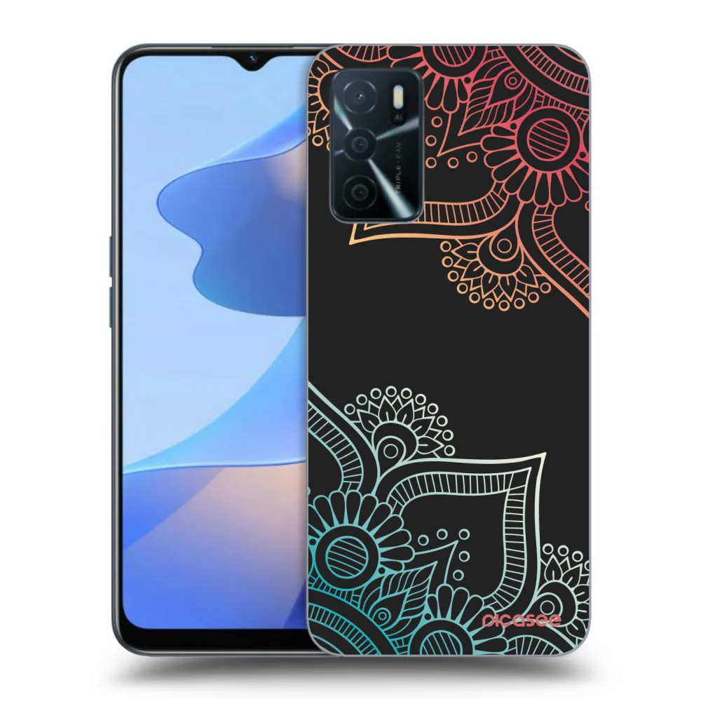 Picasee silikónový čierny obal pre OPPO A16s - Kvetinový vzor