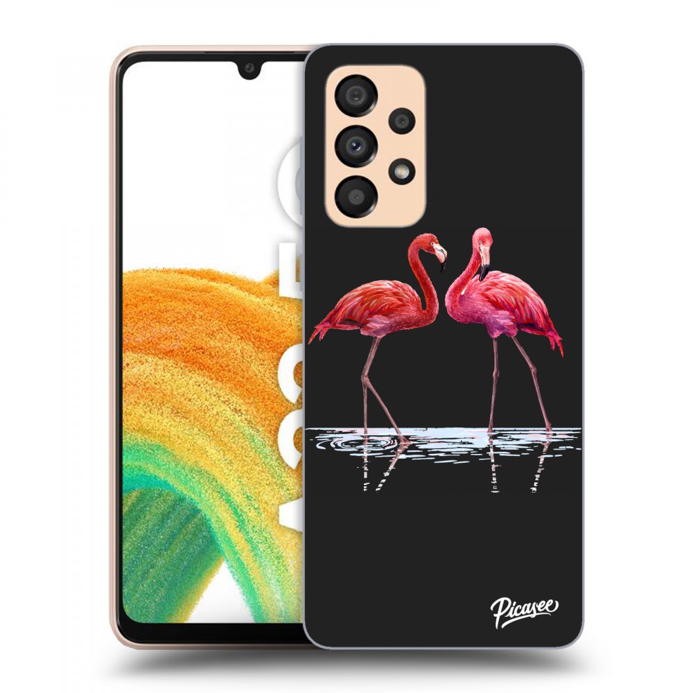 Picasee silikónový čierny obal pre Samsung Galaxy A33 5G A336 - Flamingos couple