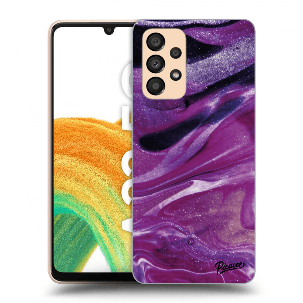 Picasee silikónový prehľadný obal pre Samsung Galaxy A33 5G A336 - Purple glitter