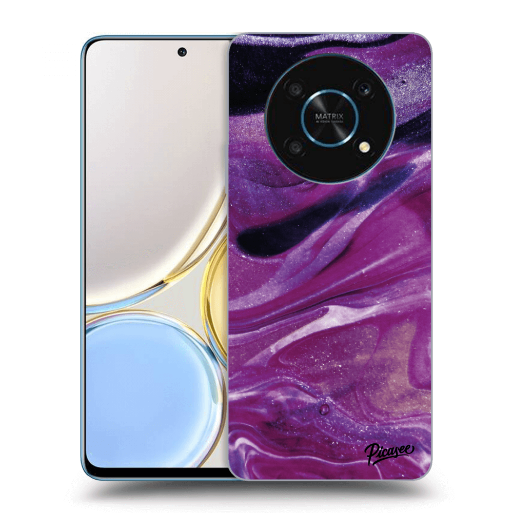 Picasee silikónový prehľadný obal pre Honor Magic4 Lite 5G - Purple glitter