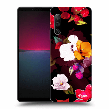 Picasee silikónový čierny obal pre Sony Xperia 10 IV 5G - Flowers and Berries