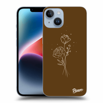 Picasee silikónový čierny obal pre Apple iPhone 14 - Brown flowers