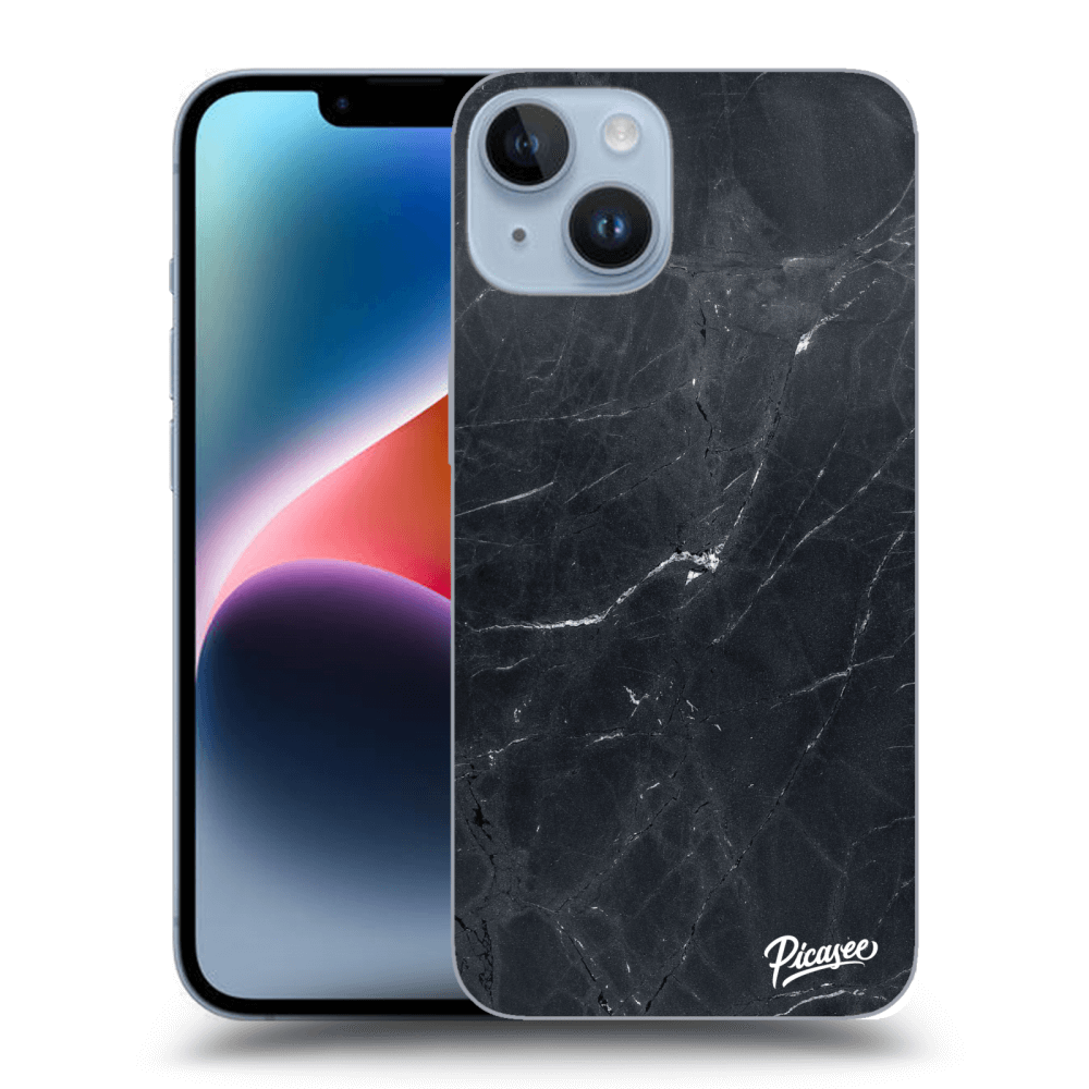 Picasee silikónový čierny obal pre Apple iPhone 14 - Black marble