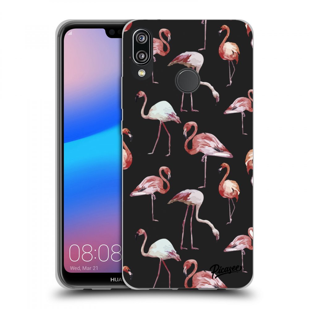 Picasee silikónový čierny obal pre Huawei P20 Lite - Flamingos