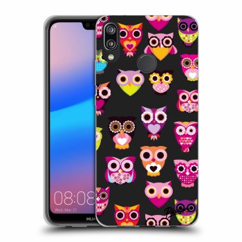 Picasee silikónový čierny obal pre Huawei P20 Lite - Owls