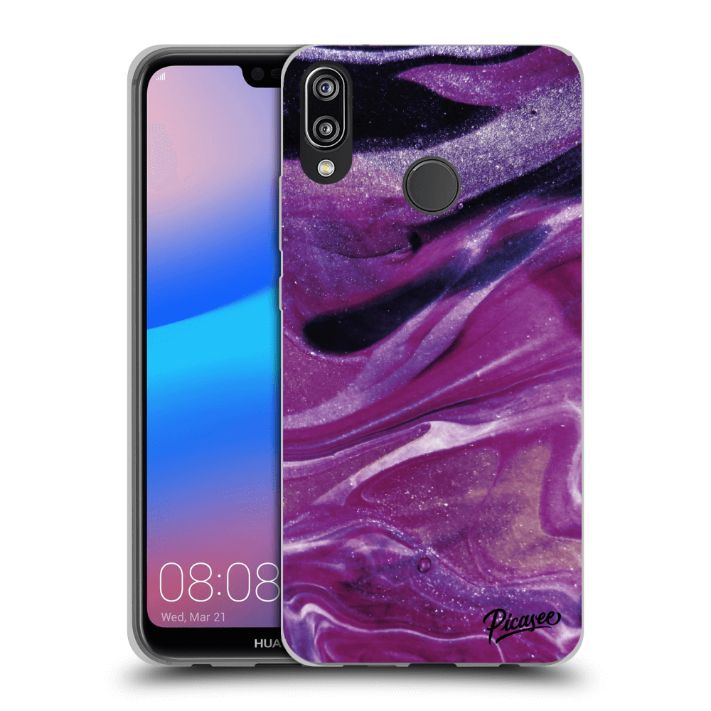 Picasee silikónový prehľadný obal pre Huawei P20 Lite - Purple glitter