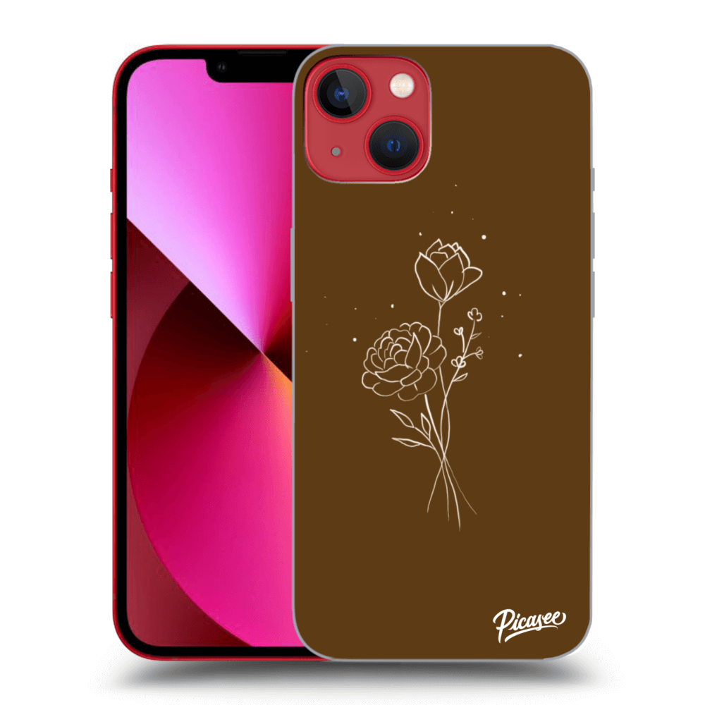 Picasee silikónový čierny obal pre Apple iPhone 14 Plus - Brown flowers