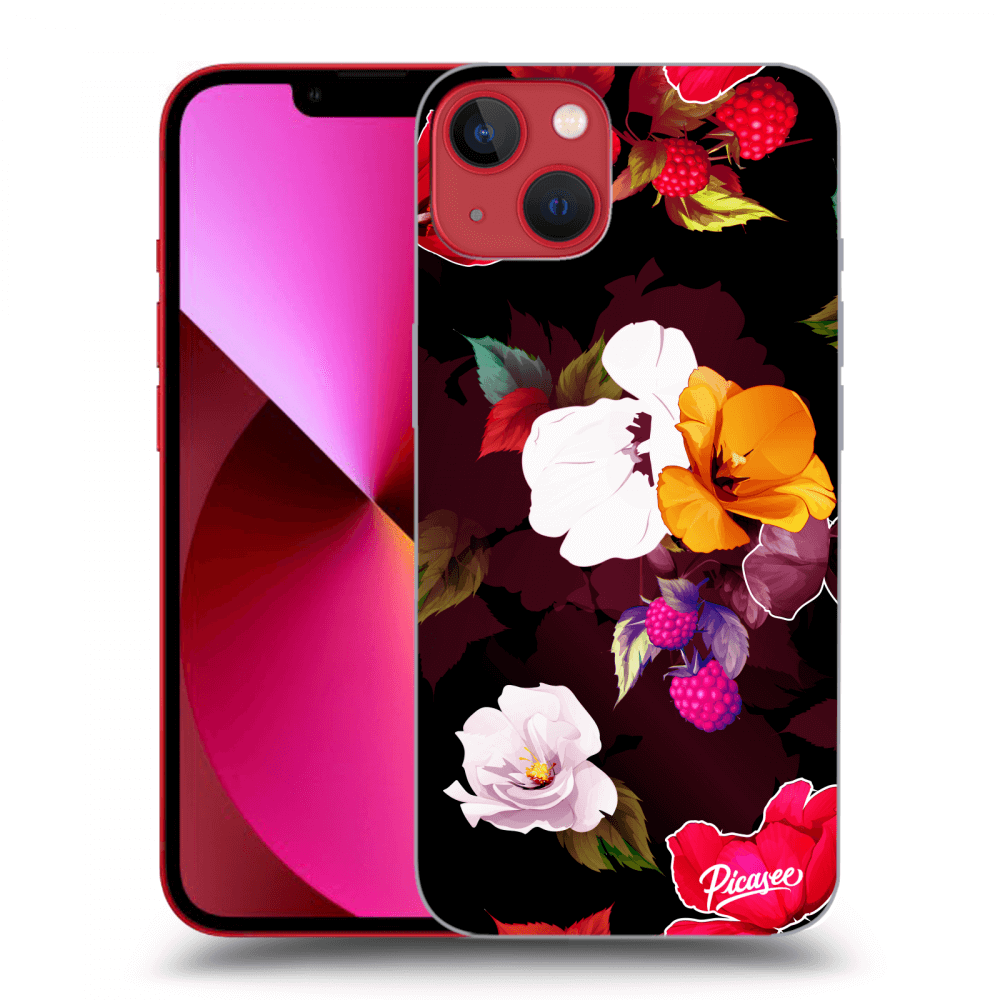 Picasee silikónový čierny obal pre Apple iPhone 14 Plus - Flowers and Berries