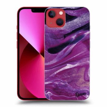 Picasee silikónový čierny obal pre Apple iPhone 14 Plus - Purple glitter
