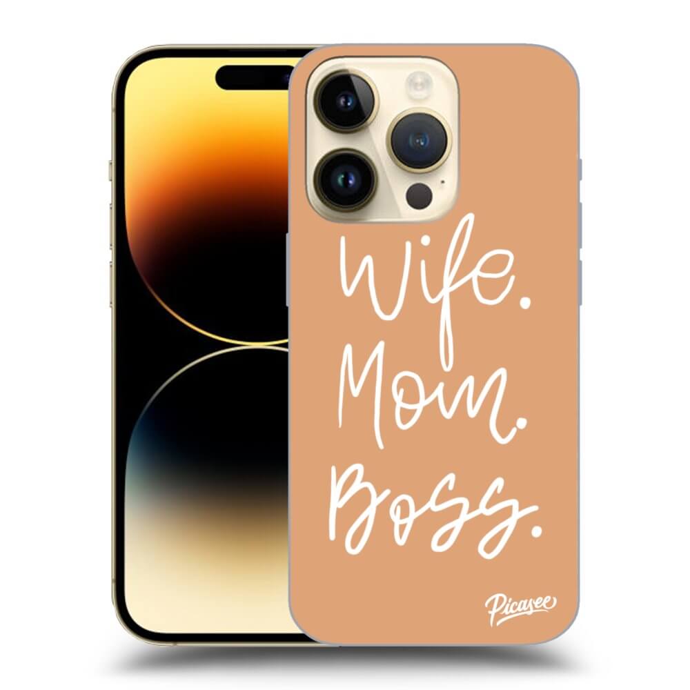 Picasee silikónový prehľadný obal pre Apple iPhone 14 Pro - Boss Mama