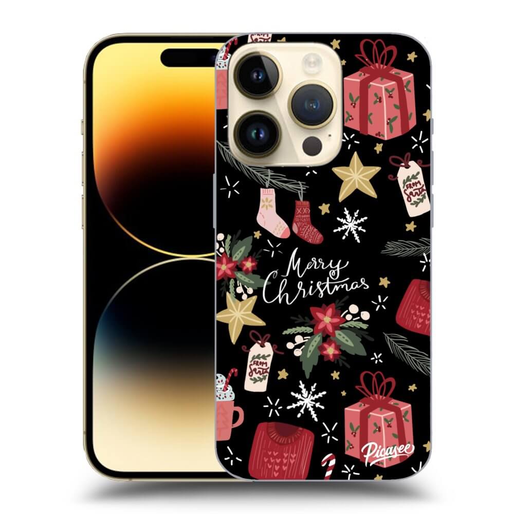 Picasee silikónový čierny obal pre Apple iPhone 14 Pro - Christmas