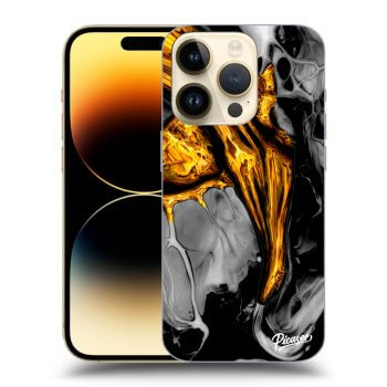 Picasee silikónový čierny obal pre Apple iPhone 14 Pro - Black Gold
