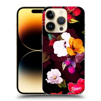 Picasee silikónový čierny obal pre Apple iPhone 14 Pro - Flowers and Berries