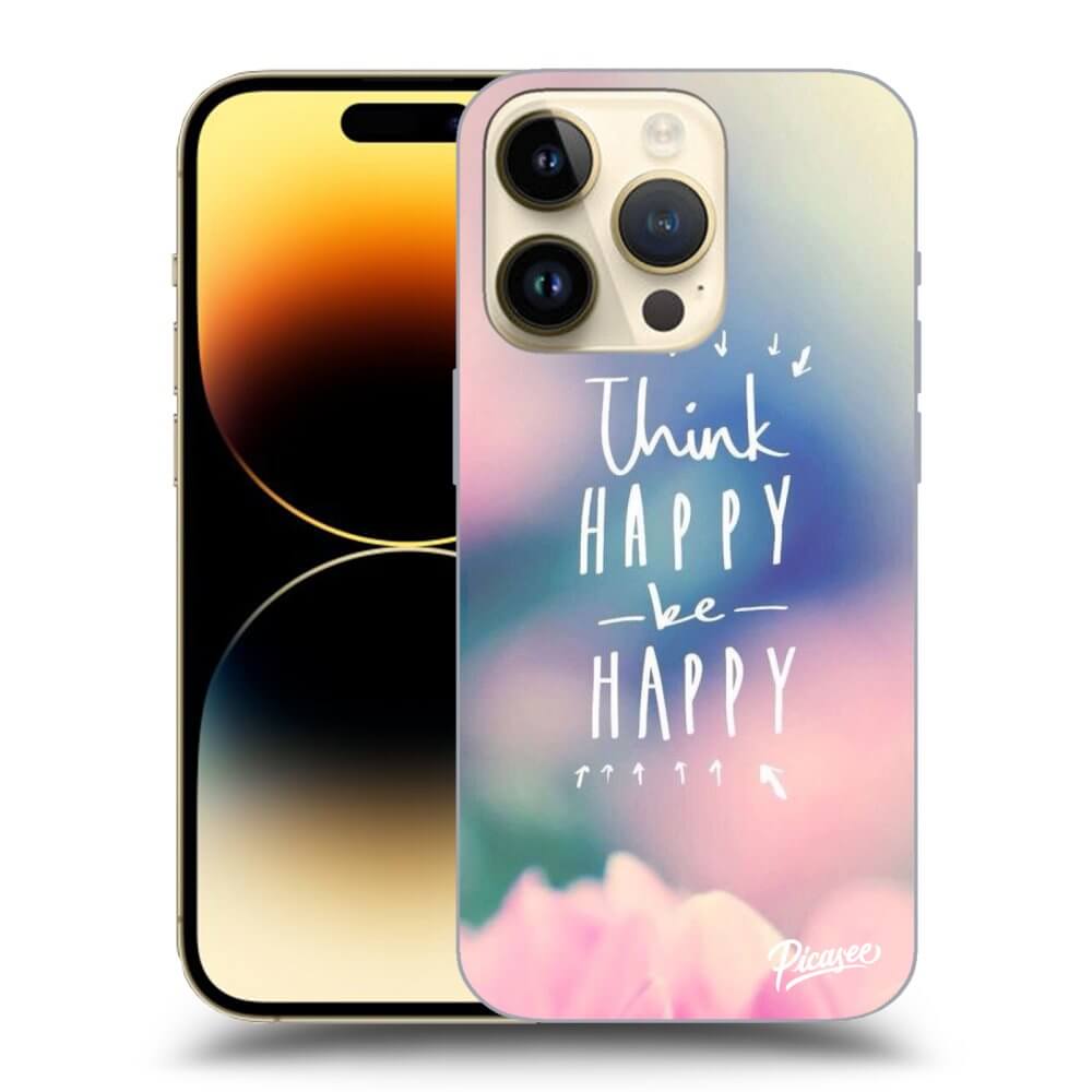 Picasee silikónový prehľadný obal pre Apple iPhone 14 Pro - Think happy be happy