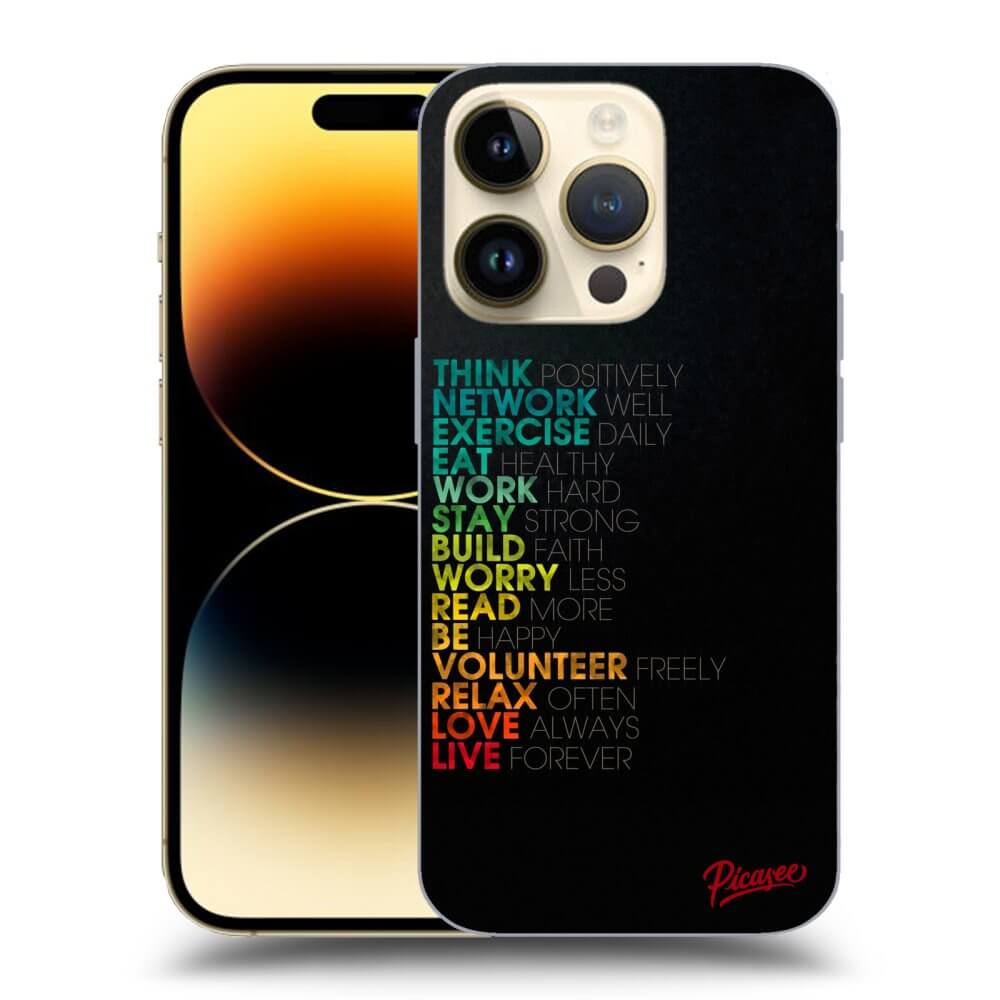 Picasee silikónový čierny obal pre Apple iPhone 14 Pro - Motto života