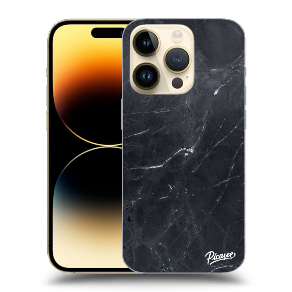 Picasee silikónový prehľadný obal pre Apple iPhone 14 Pro - Black marble