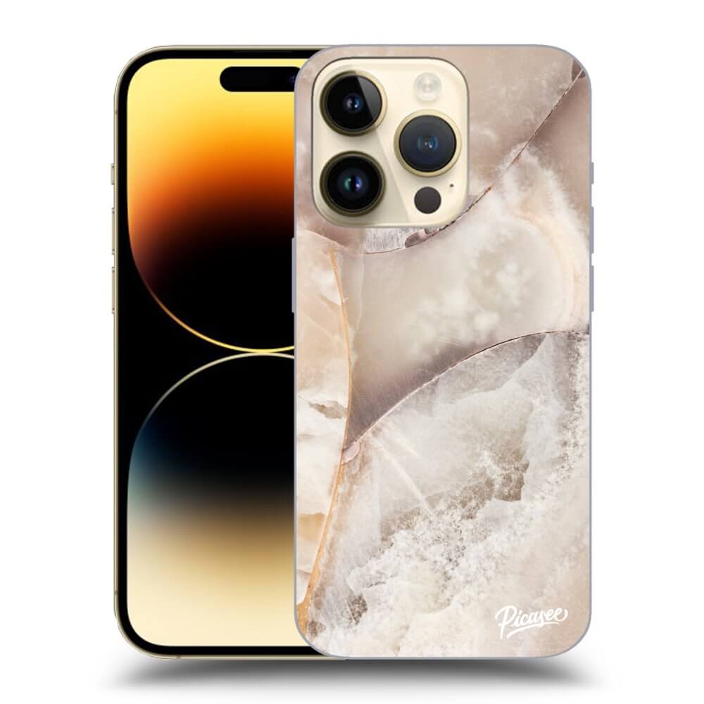 Picasee silikónový čierny obal pre Apple iPhone 14 Pro - Cream marble