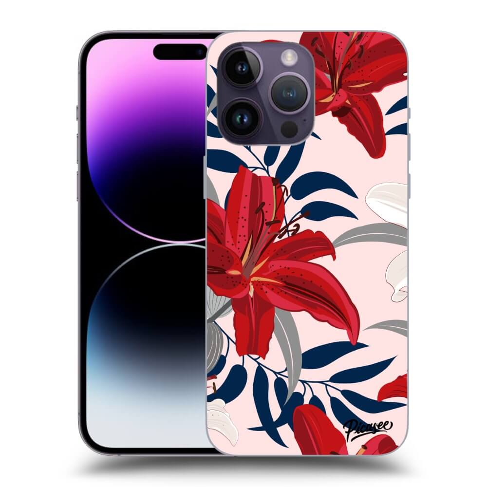 Picasee silikónový prehľadný obal pre Apple iPhone 14 Pro Max - Red Lily