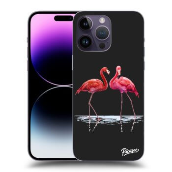Picasee silikónový čierny obal pre Apple iPhone 14 Pro Max - Flamingos couple