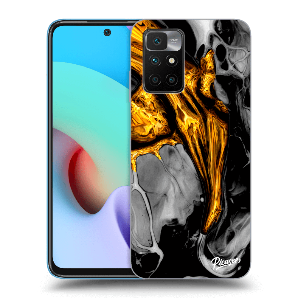 Picasee silikónový prehľadný obal pre Xiaomi Redmi 10 (2022) - Black Gold
