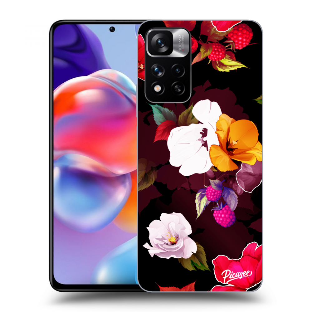 Picasee silikónový čierny obal pre Xiaomi Redmi Note 11 Pro+ 5G - Flowers and Berries