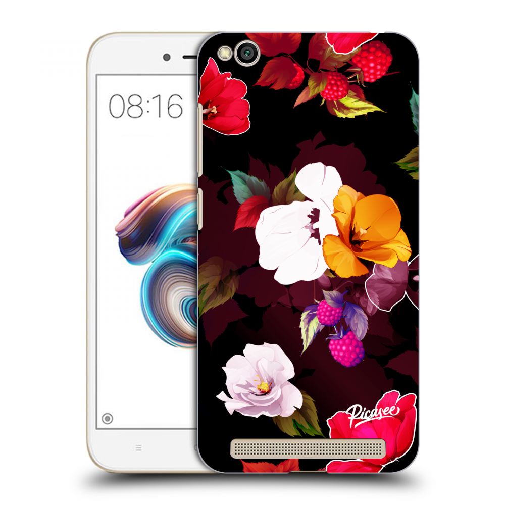 Picasee silikónový čierny obal pre Xiaomi Redmi 5A - Flowers and Berries