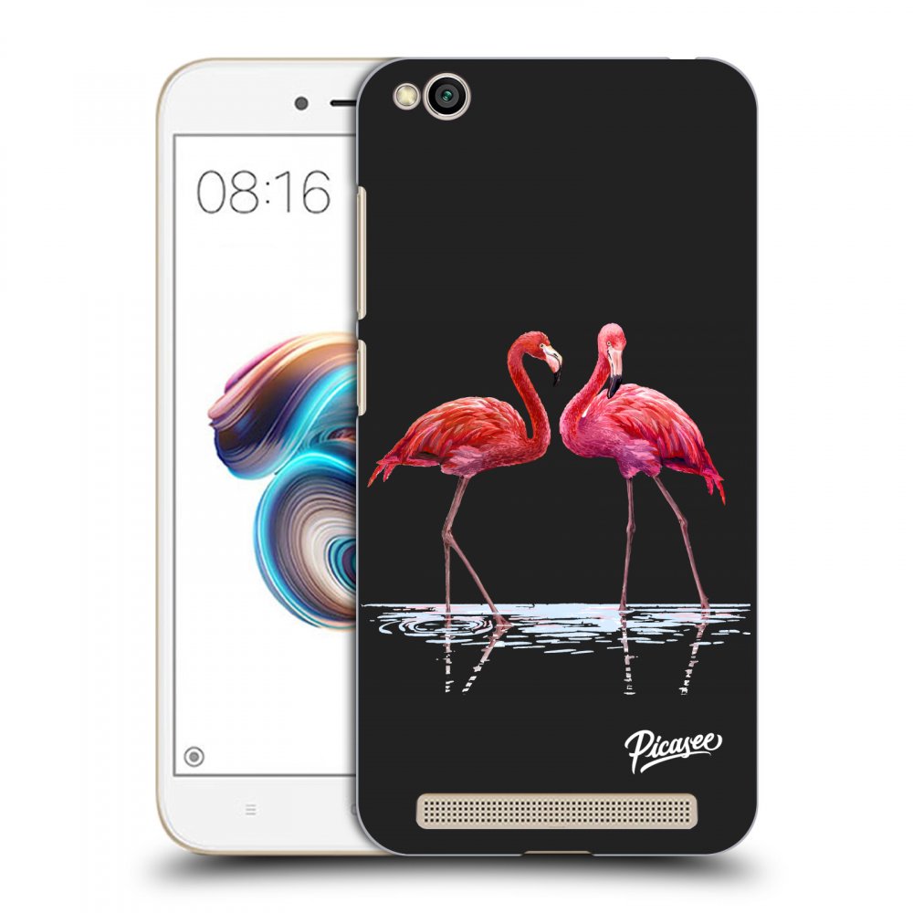 Picasee silikónový čierny obal pre Xiaomi Redmi 5A - Flamingos couple