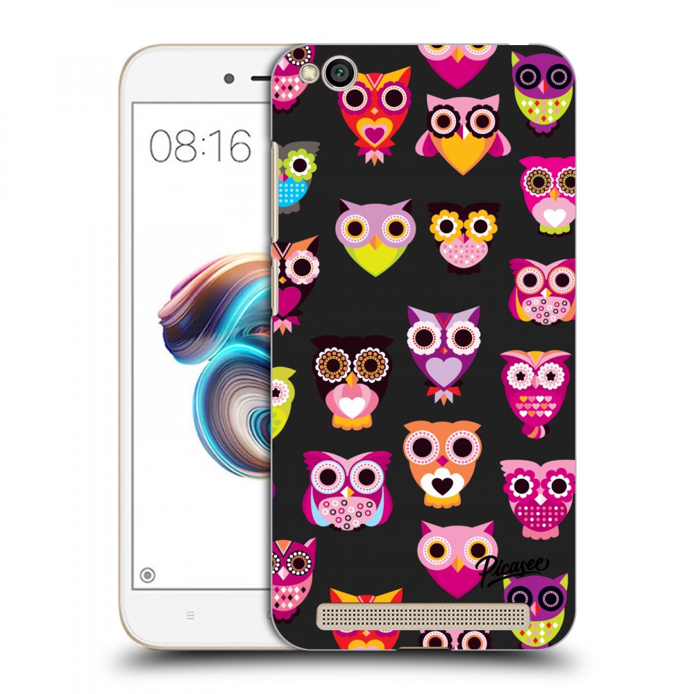Picasee silikónový čierny obal pre Xiaomi Redmi 5A - Owls
