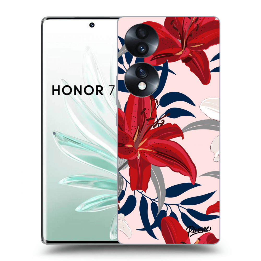Picasee silikónový čierny obal pre Honor 70 - Red Lily