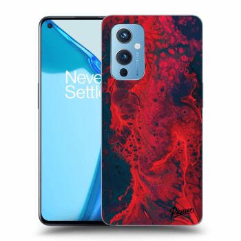 Picasee silikónový čierny obal pre OnePlus 9 - Organic red