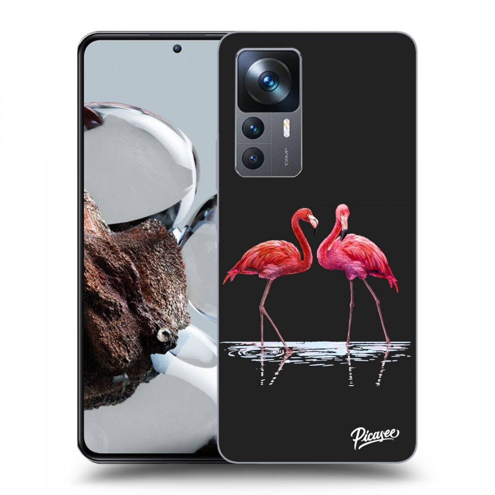 Picasee silikónový čierny obal pre Xiaomi 12T Pro - Flamingos couple