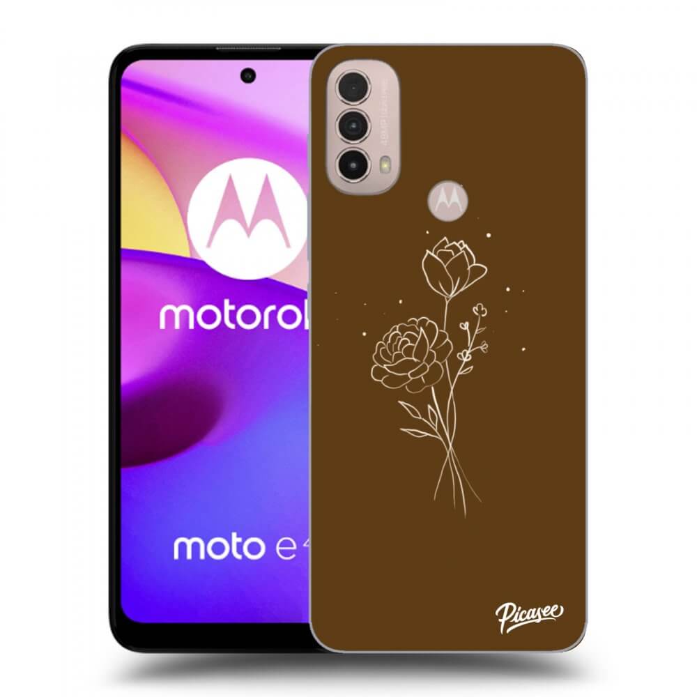 Picasee silikónový čierny obal pre Motorola Moto E40 - Brown flowers