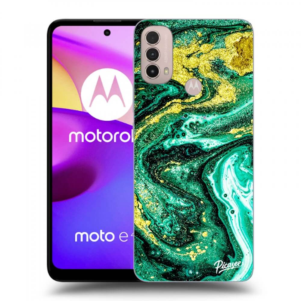 Picasee silikónový čierny obal pre Motorola Moto E40 - Green Gold