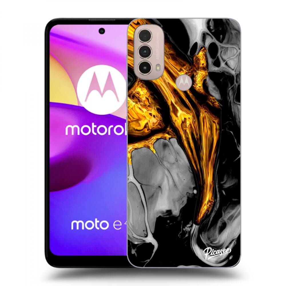 Picasee silikónový čierny obal pre Motorola Moto E40 - Black Gold