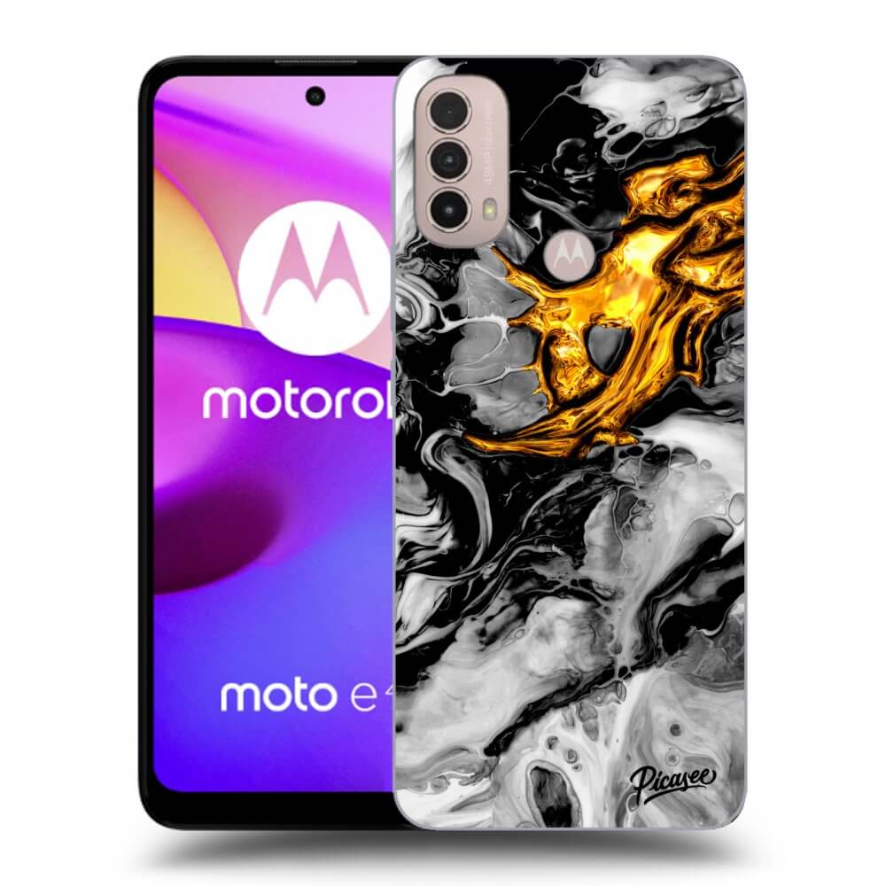 Picasee silikónový čierny obal pre Motorola Moto E40 - Black Gold 2