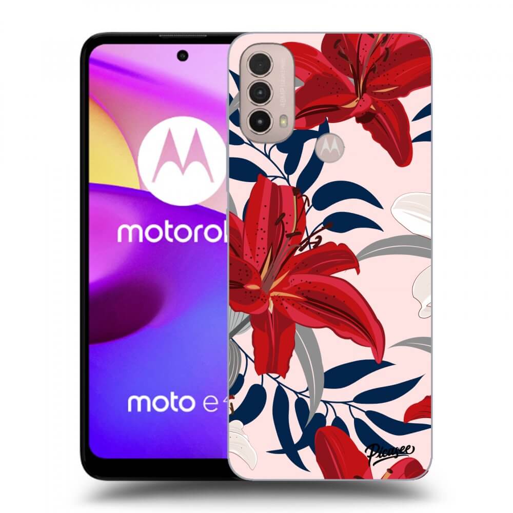 Picasee silikónový čierny obal pre Motorola Moto E40 - Red Lily