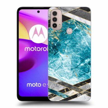 Picasee silikónový čierny obal pre Motorola Moto E40 - Blue geometry