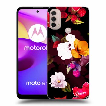 Picasee silikónový čierny obal pre Motorola Moto E40 - Flowers and Berries