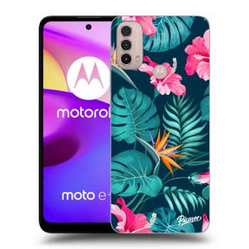 Picasee silikónový čierny obal pre Motorola Moto E40 - Pink Monstera