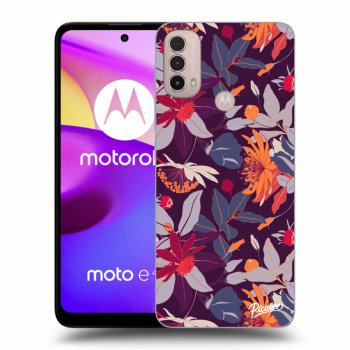 Picasee silikónový čierny obal pre Motorola Moto E40 - Purple Leaf