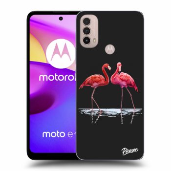 Picasee silikónový čierny obal pre Motorola Moto E40 - Flamingos couple