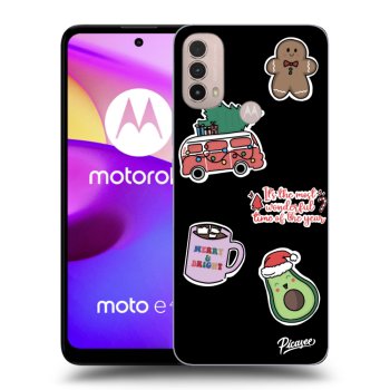 Picasee silikónový čierny obal pre Motorola Moto E40 - Christmas Stickers