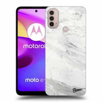Picasee silikónový čierny obal pre Motorola Moto E40 - White marble