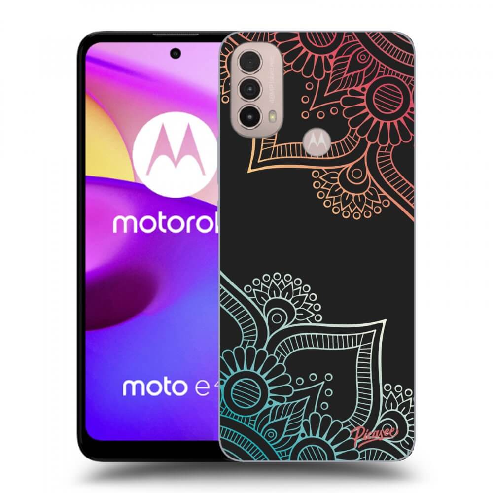Picasee silikónový čierny obal pre Motorola Moto E40 - Flowers pattern