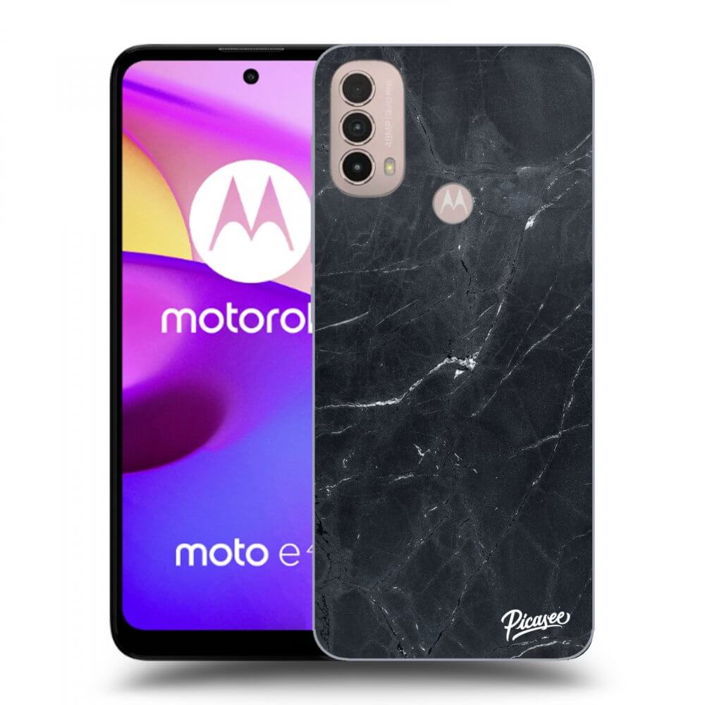 Picasee silikónový čierny obal pre Motorola Moto E40 - Black marble