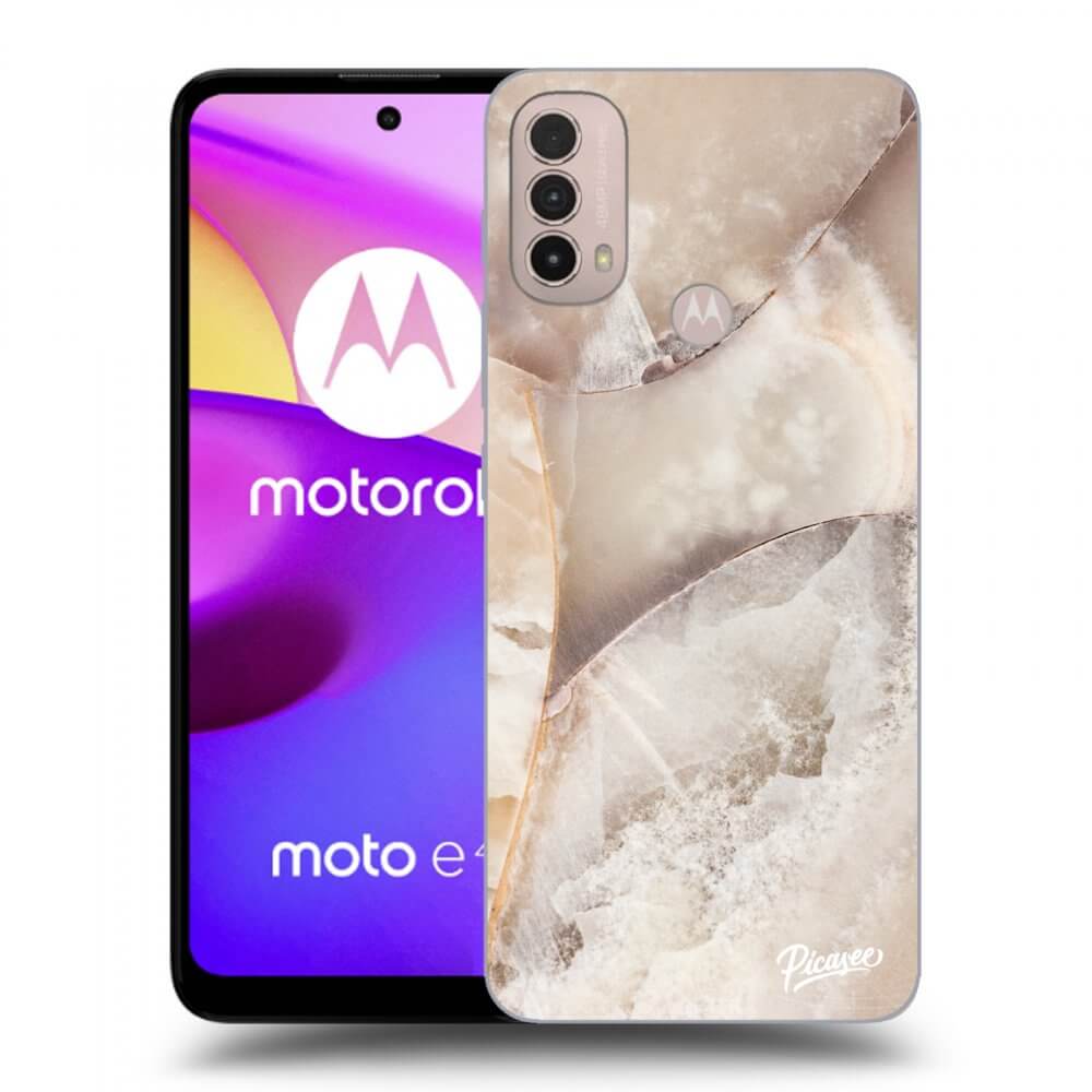 Picasee silikónový čierny obal pre Motorola Moto E40 - Cream marble