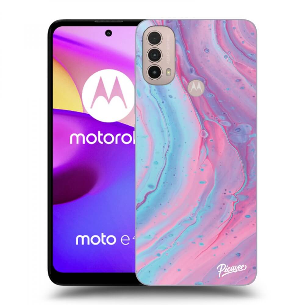 Picasee silikónový čierny obal pre Motorola Moto E40 - Pink liquid