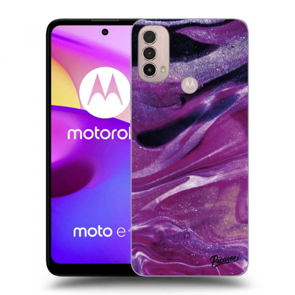 Picasee silikónový čierny obal pre Motorola Moto E40 - Purple glitter