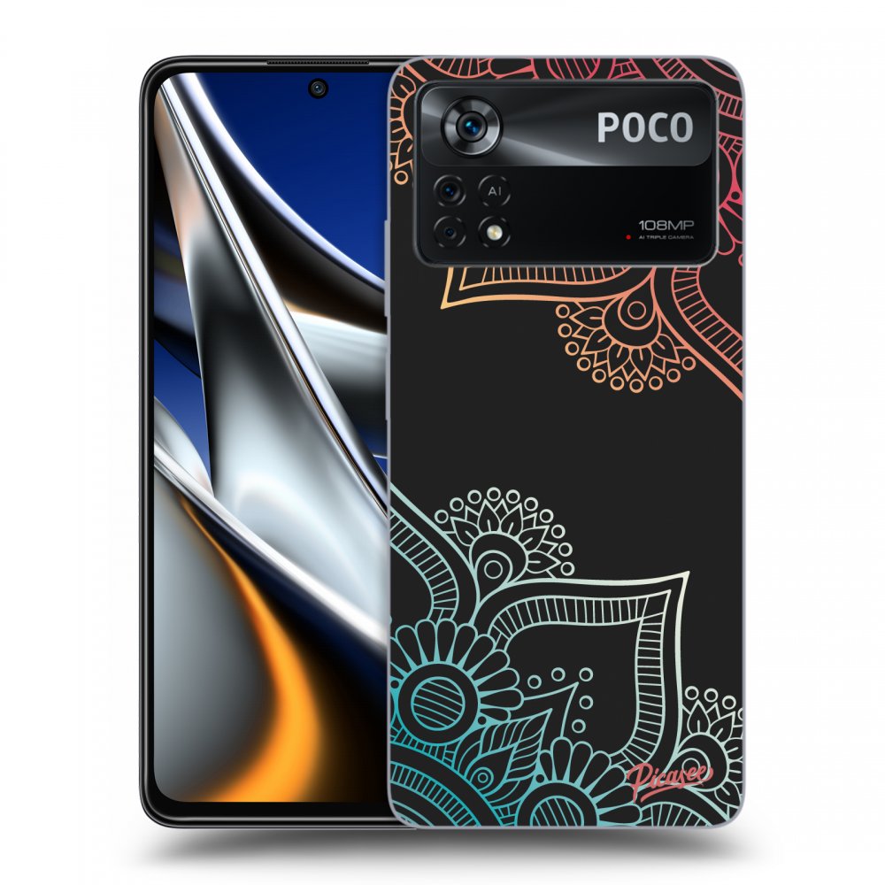 Picasee silikónový čierny obal pre Xiaomi Poco M4 Pro - Flowers pattern