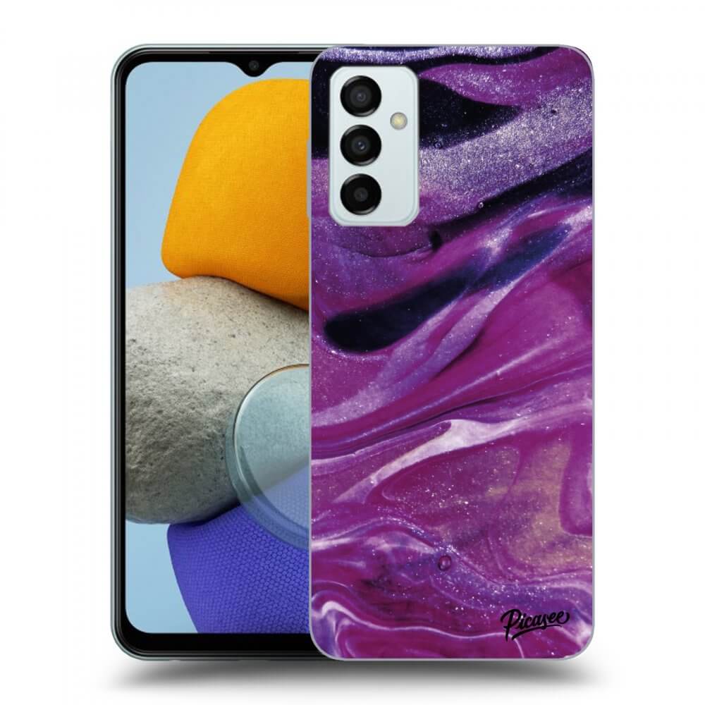 Picasee silikónový prehľadný obal pre Samsung Galaxy M23 5G - Purple glitter